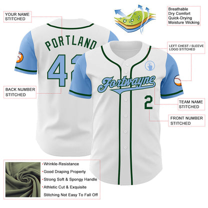 Custom White Light Blue-Green Authentic Two Tone Baseball Jersey - Sky-Custom