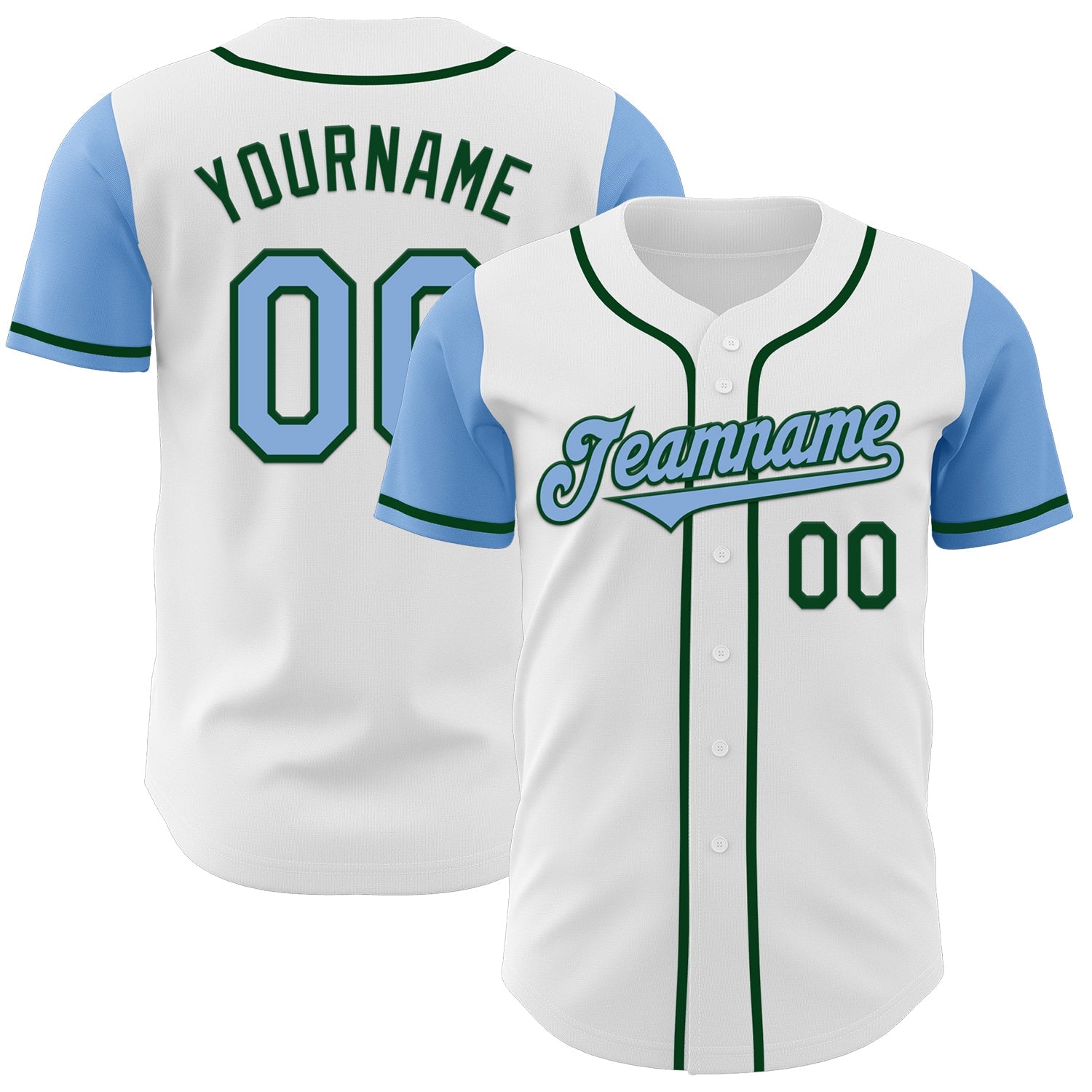 Custom White Light Blue-Green Authentic Two Tone Baseball Jersey - Sky-Custom