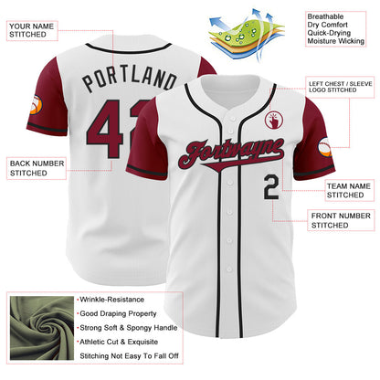 Custom White Crimson-Black Authentic Two Tone Baseball Jersey - Sky-Custom