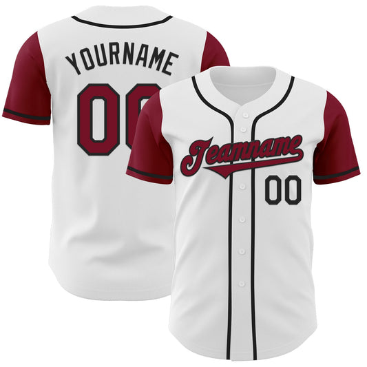Custom White Crimson-Black Authentic Two Tone Baseball Jersey - Sky-Custom