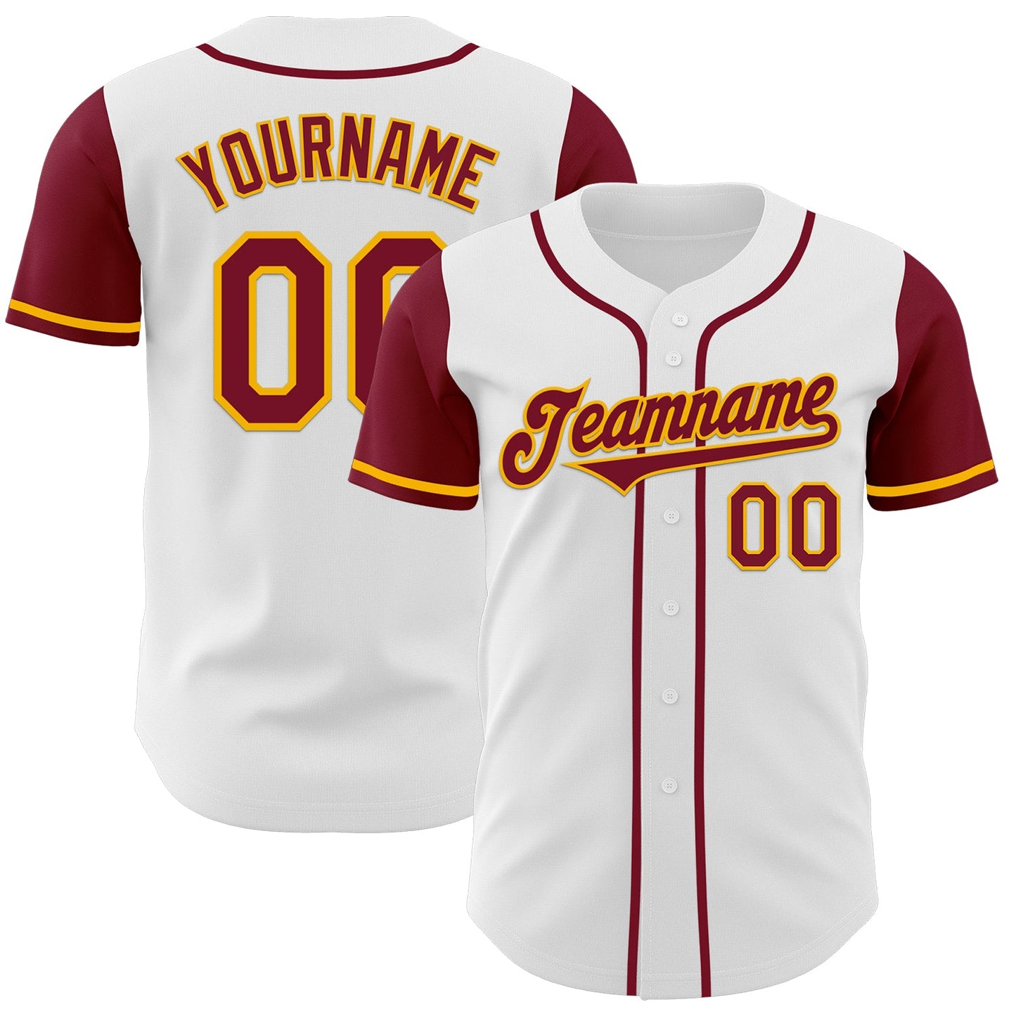 Custom White Crimson-Gold Authentic Two Tone Baseball Jersey - Sky-Custom