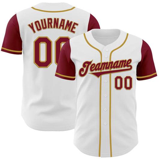 Custom White Crimson-Old Gold Authentic Two Tone Baseball Jersey - Sky-Custom