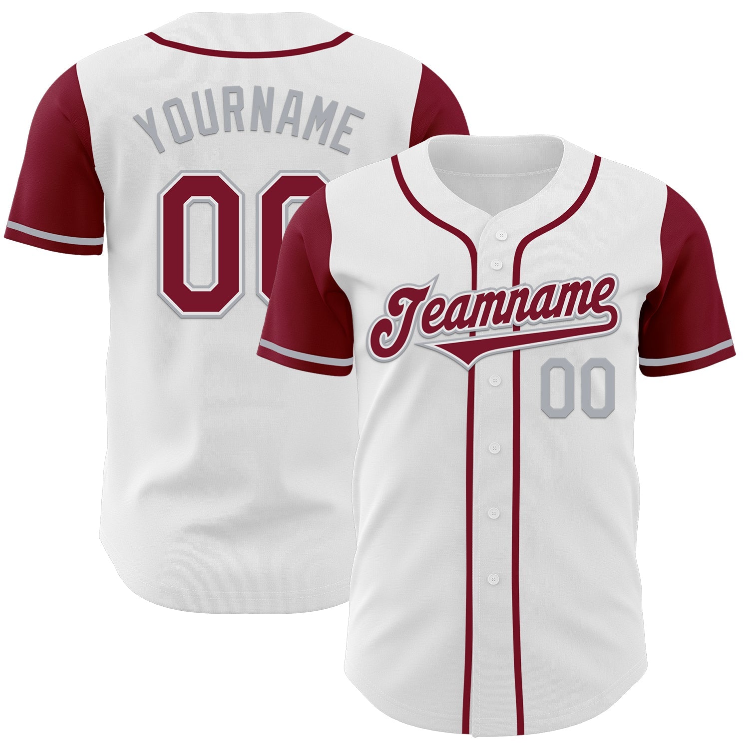 Custom White Crimson-Gray Authentic Two Tone Baseball Jersey - Sky-Custom