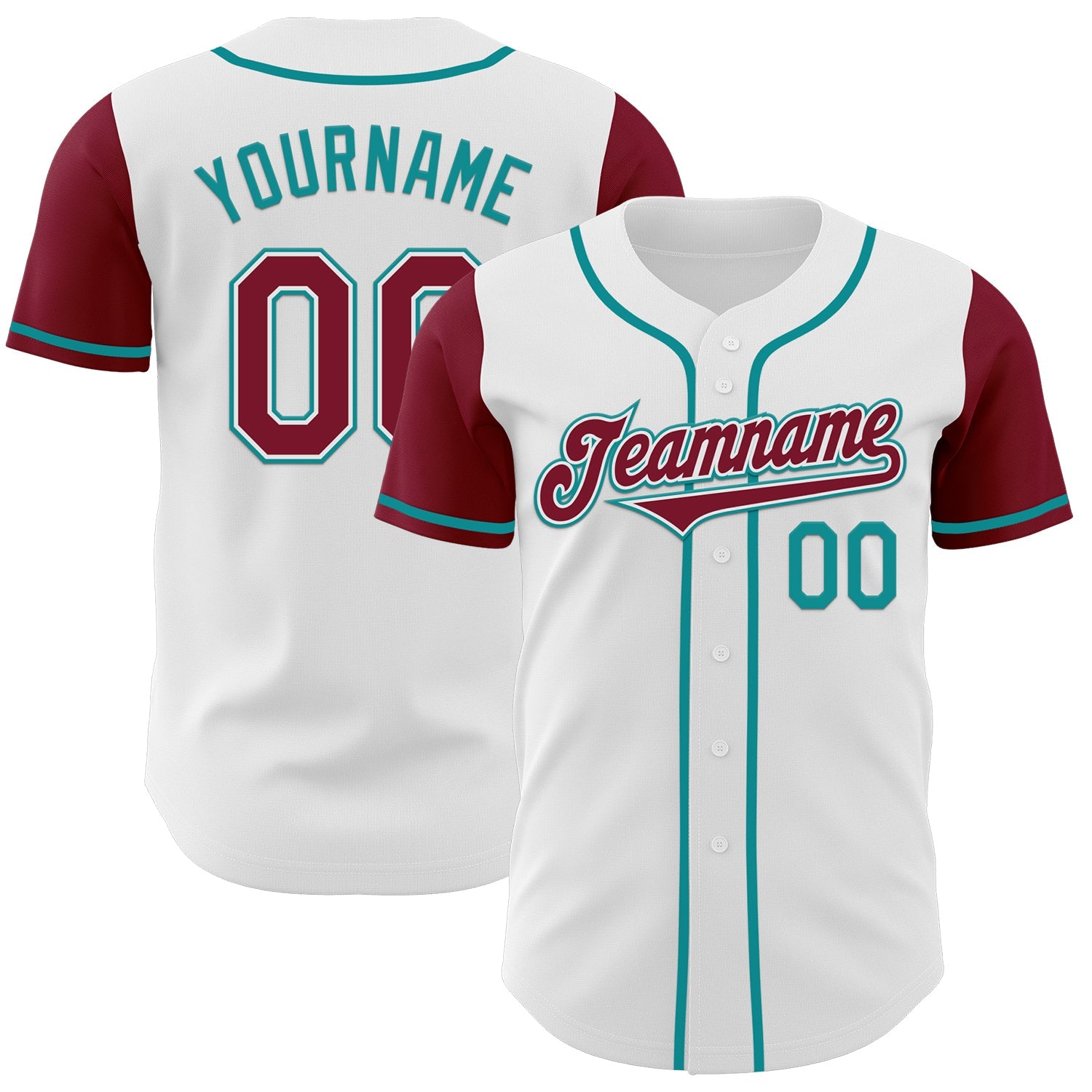 Custom White Crimson-Teal Authentic Two Tone Baseball Jersey - Sky-Custom