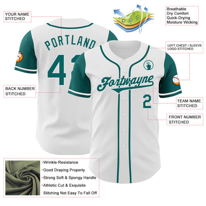 Custom White Teal Authentic Two Tone Baseball Jersey - Sky-Custom