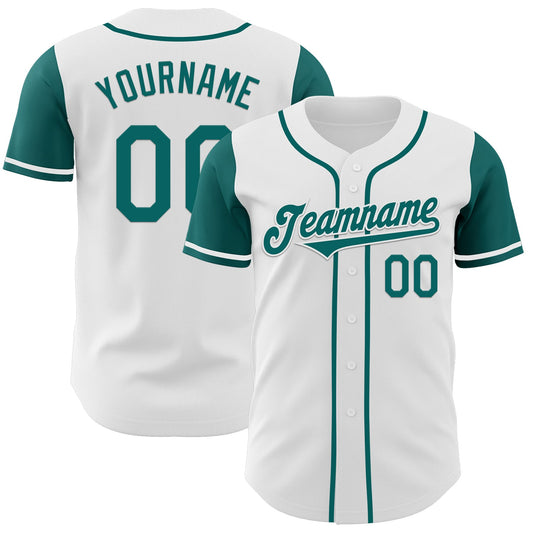 Custom White Teal Authentic Two Tone Baseball Jersey - Sky-Custom
