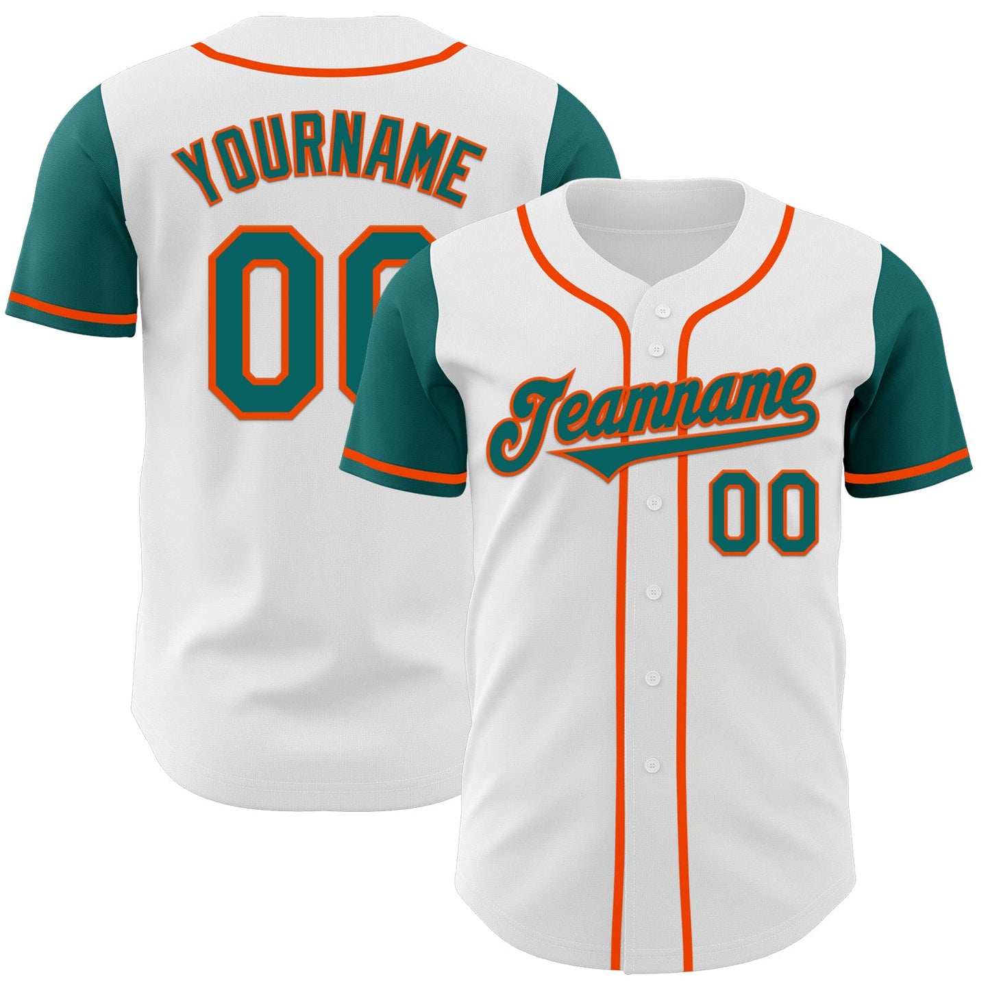 Custom White Teal-Orange Authentic Two Tone Baseball Jersey - Sky-Custom