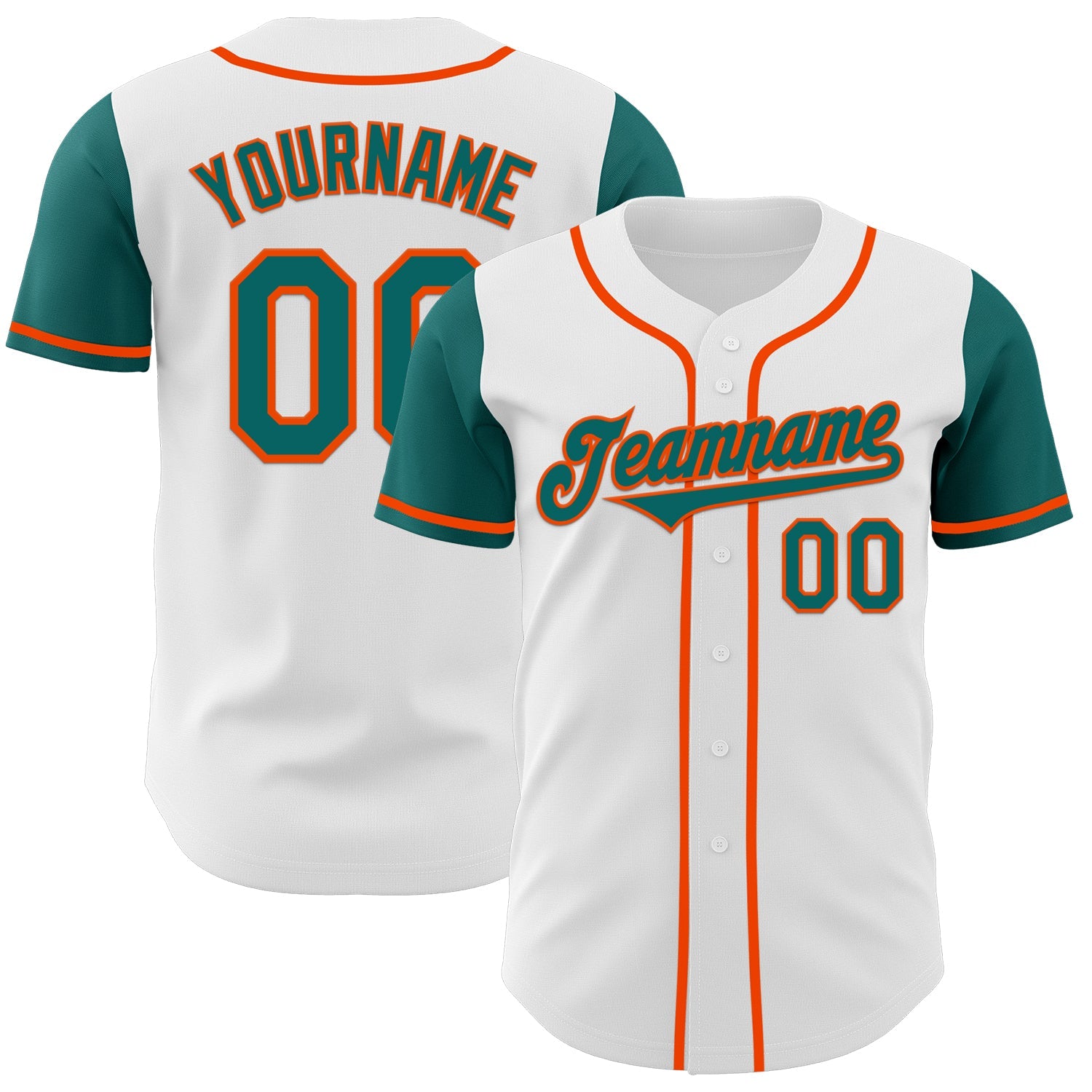 Custom White Teal-Orange Authentic Two Tone Baseball Jersey - Sky-Custom