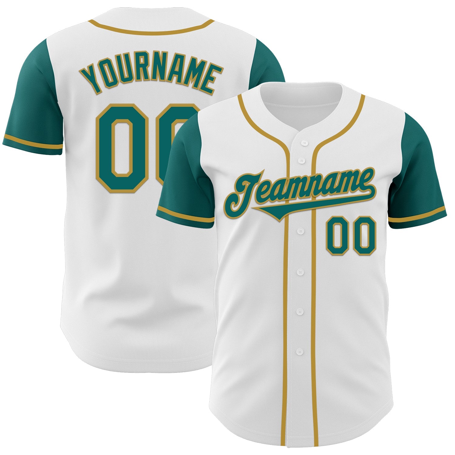 Custom White Teal-Old Gold Authentic Two Tone Baseball Jersey - Sky-Custom