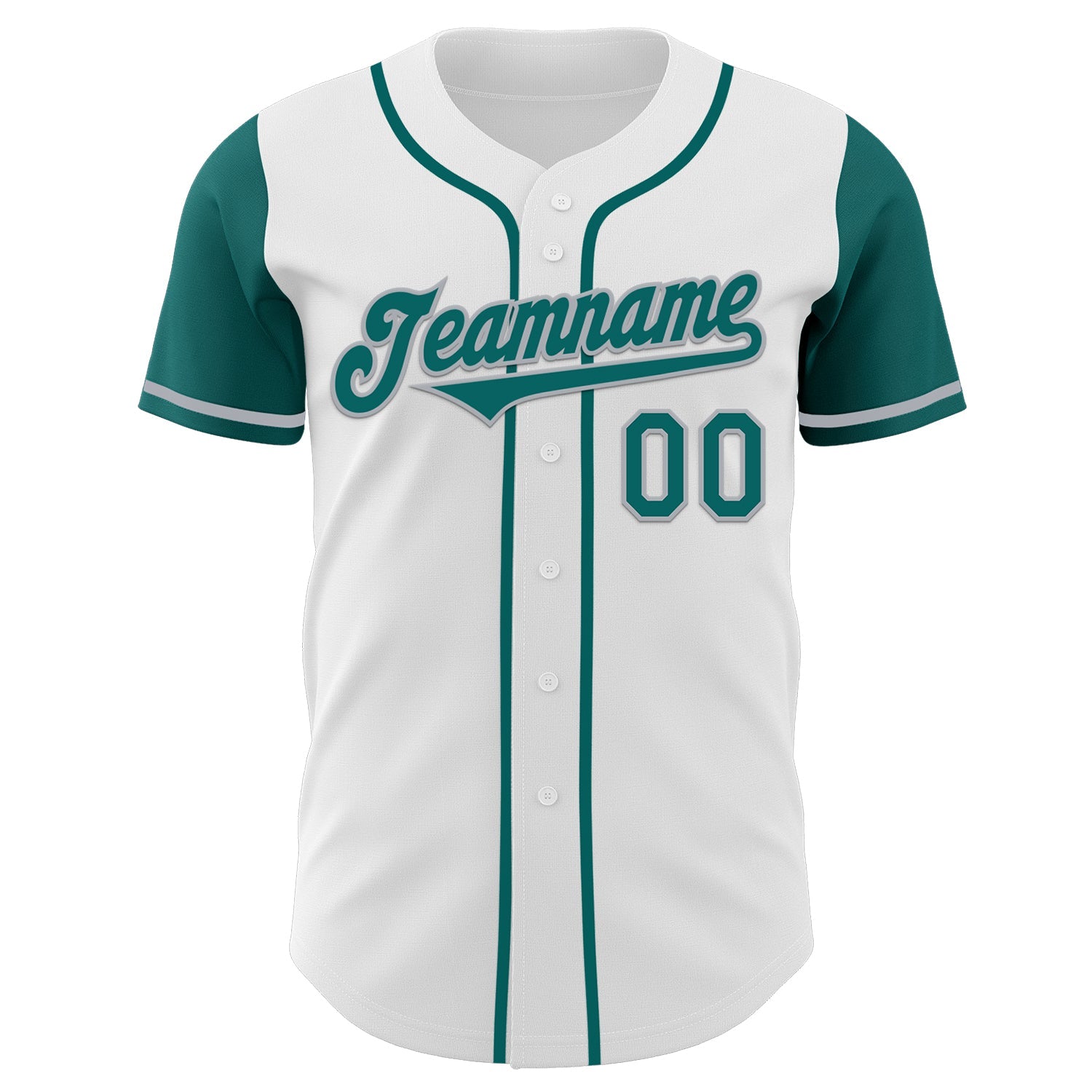 Custom White Teal-Gray Authentic Two Tone Baseball Jersey - Sky-Custom