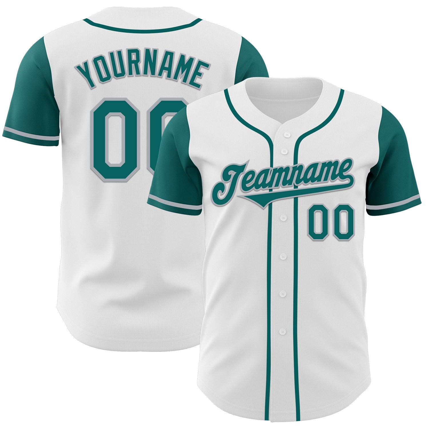 Custom White Teal-Gray Authentic Two Tone Baseball Jersey - Sky-Custom