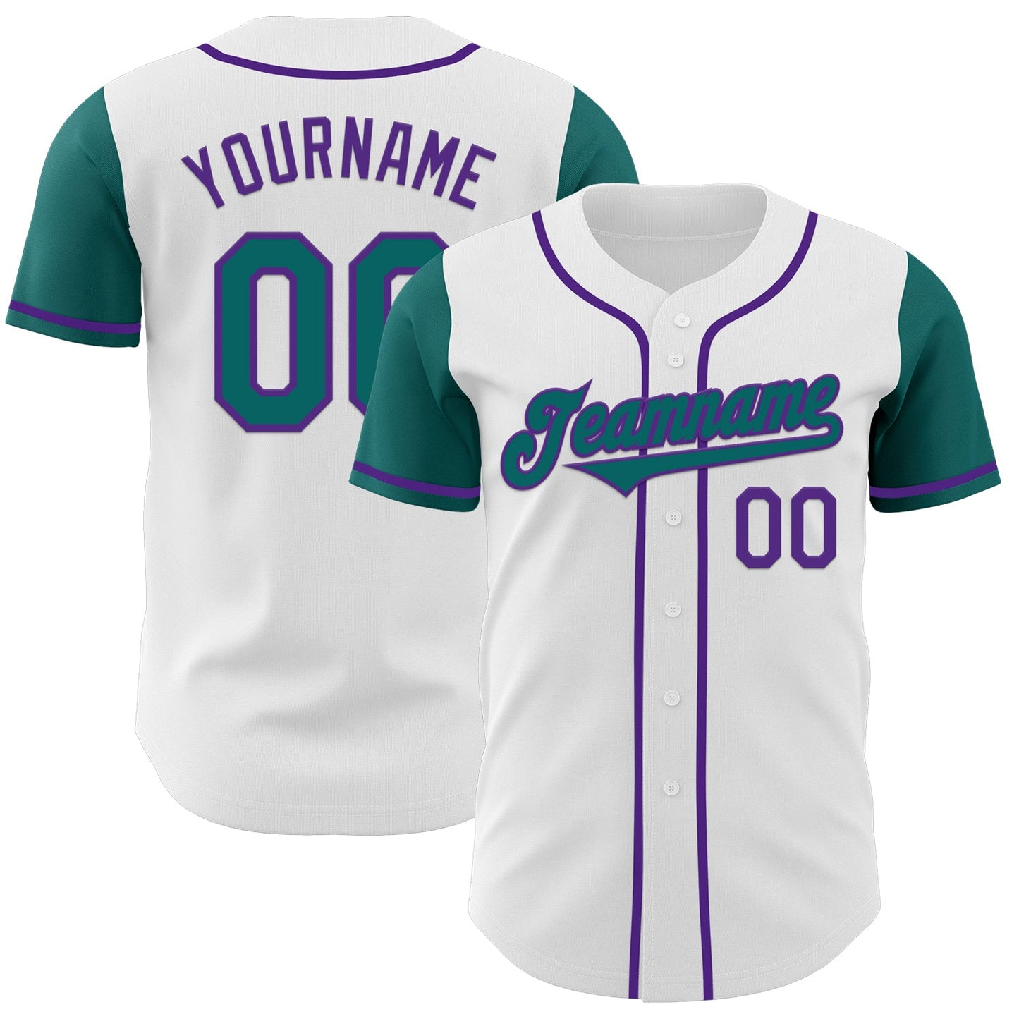 Custom White Teal-Purple Authentic Two Tone Baseball Jersey - Sky-Custom