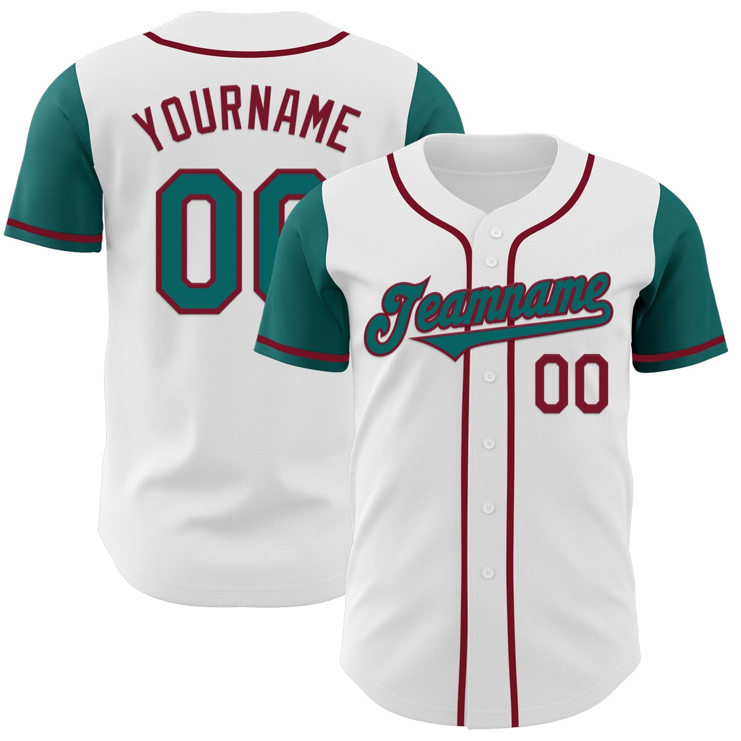 Custom White Teal-Crimson Authentic Two Tone Baseball Jersey - Sky-Custom