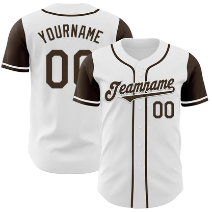 Custom White Brown Authentic Two Tone Baseball Jersey - Sky-Custom