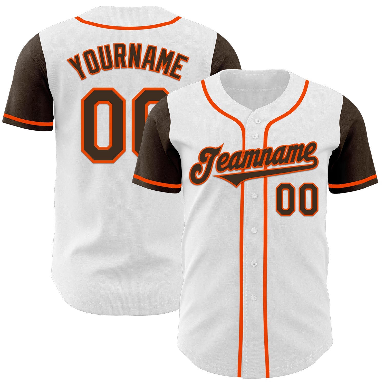 Custom White Brown-Orange Authentic Two Tone Baseball Jersey - Sky-Custom