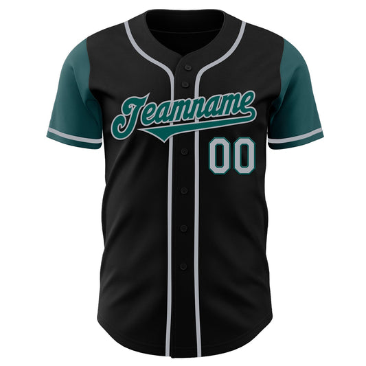 Custom Black Midnight Green-Gray Authentic Two Tone Baseball Jersey - Sky-Custom