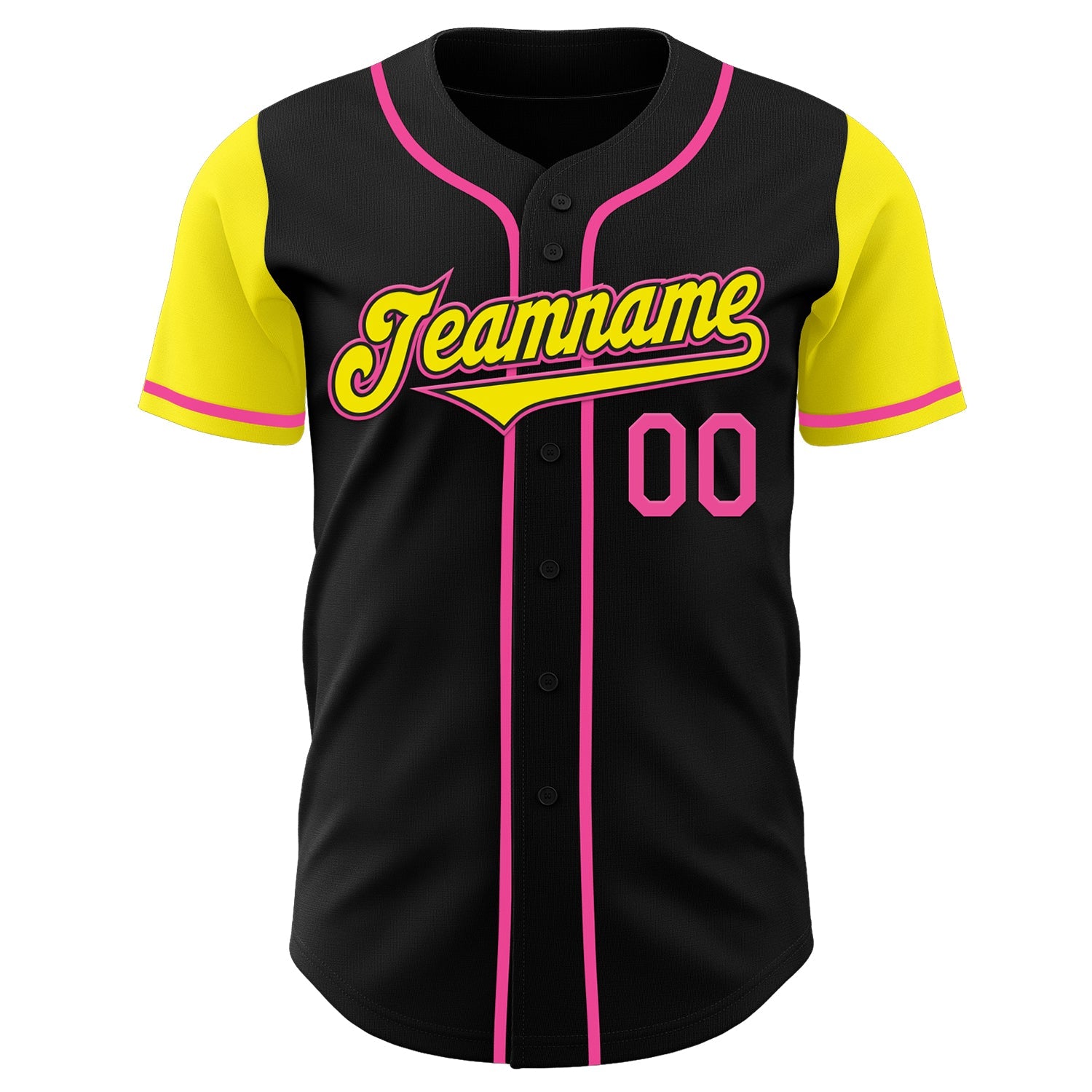 Custom Black Light Yellow-Pink Authentic Two Tone Baseball Jersey - Sky-Custom