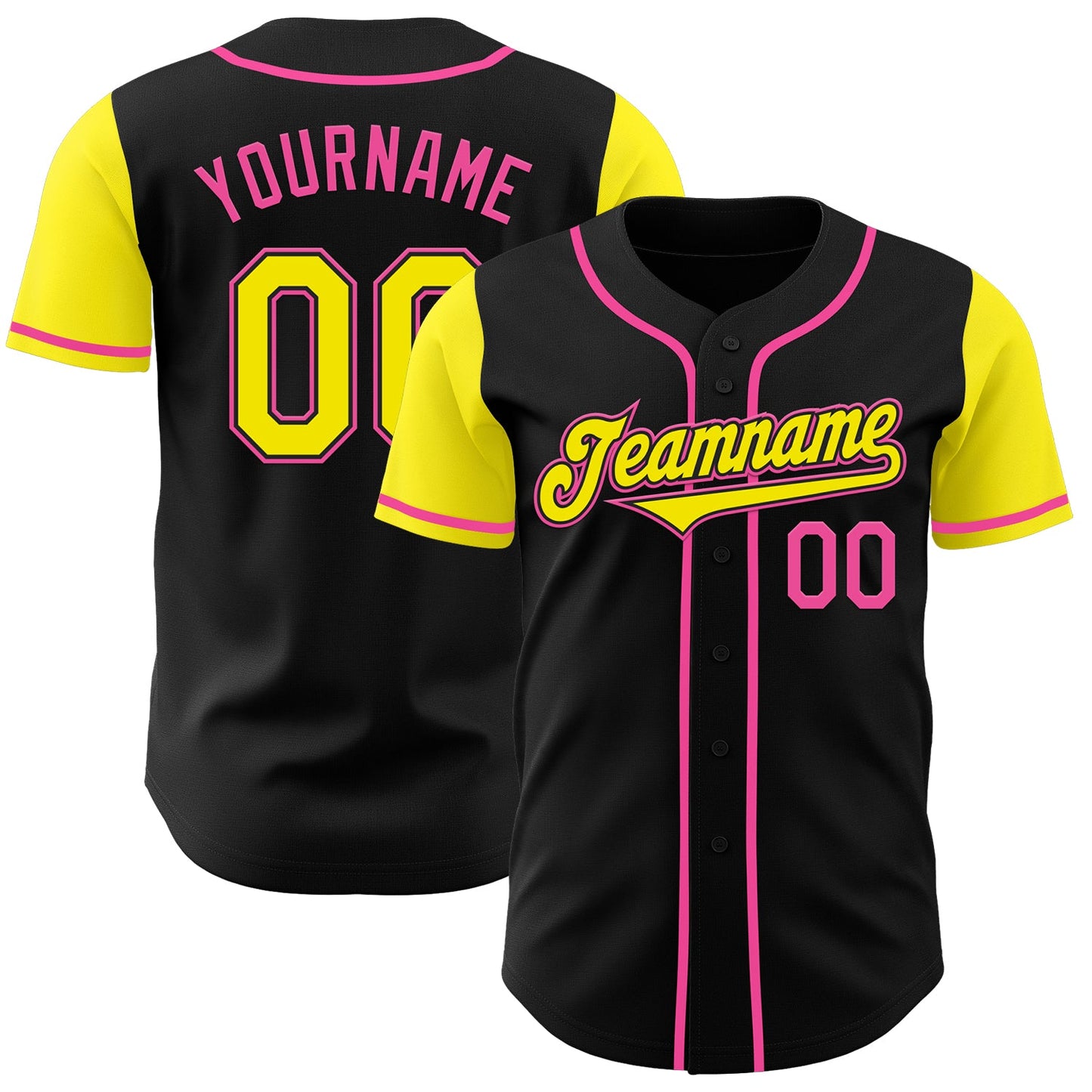 Custom Black Light Yellow-Pink Authentic Two Tone Baseball Jersey - Sky-Custom