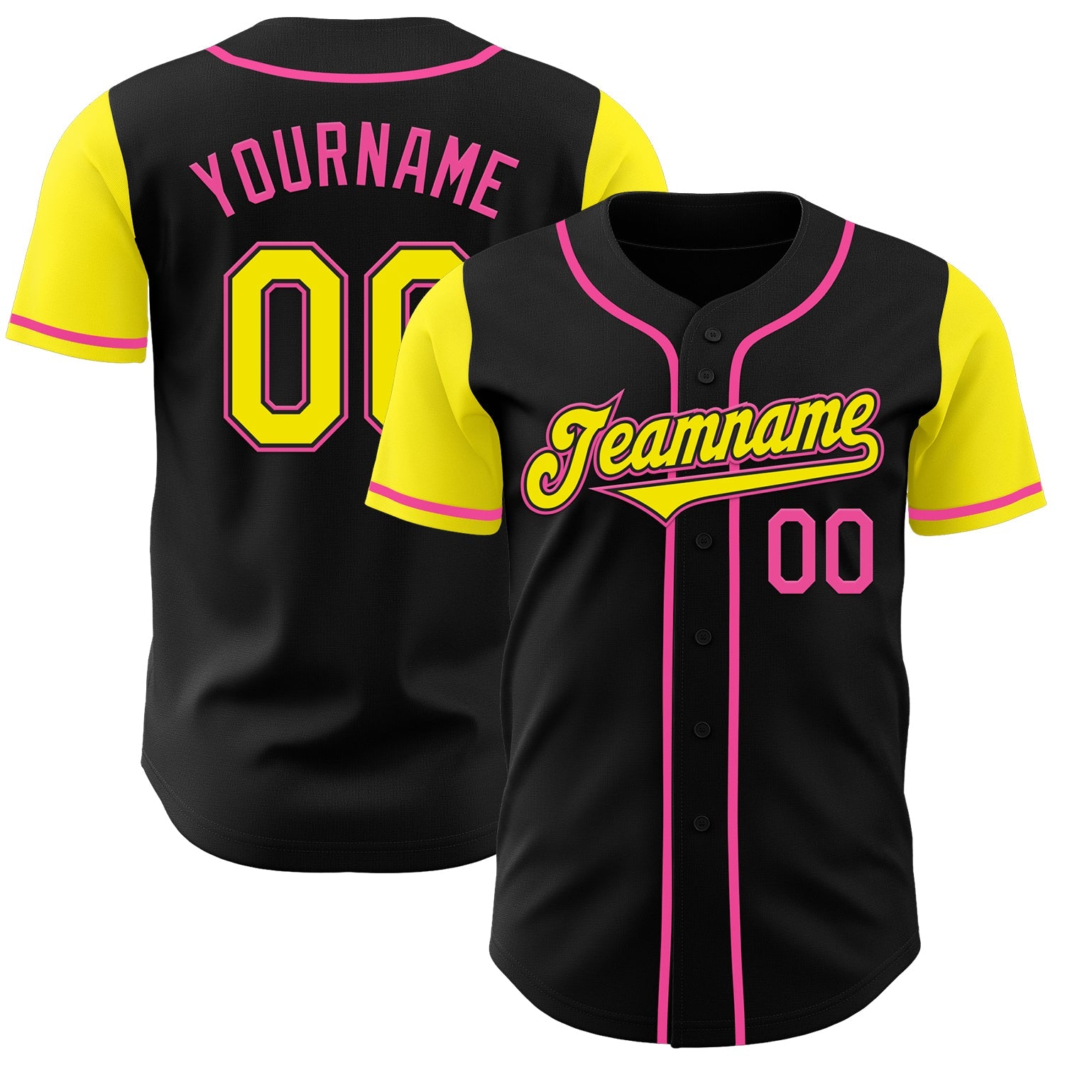 Custom Black Light Yellow-Pink Authentic Two Tone Baseball Jersey - Sky-Custom