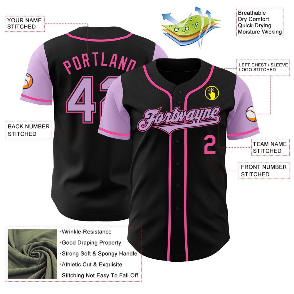 Custom Black Light Purple-Pink Authentic Two Tone Baseball Jersey - Sky-Custom