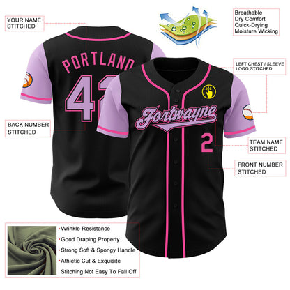 Custom Black Light Purple-Pink Authentic Two Tone Baseball Jersey - Sky-Custom
