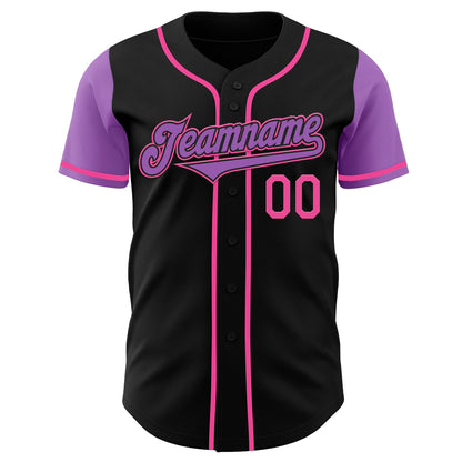 Custom Black Medium Purple-Pink Authentic Two Tone Baseball Jersey - Sky-Custom