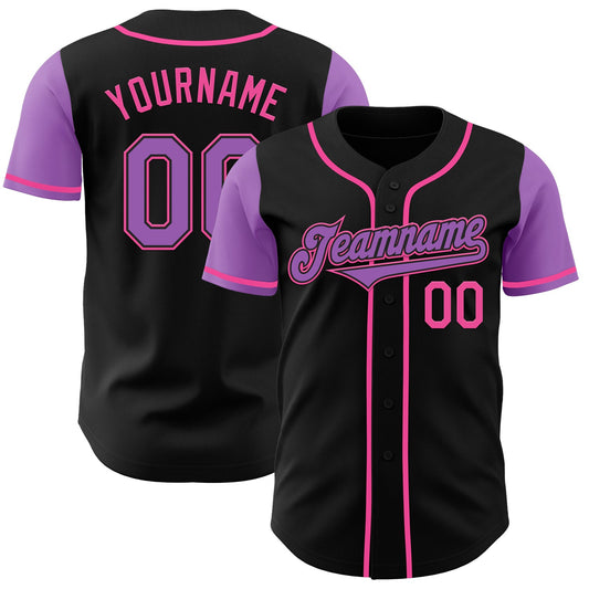 Custom Black Medium Purple-Pink Authentic Two Tone Baseball Jersey - Sky-Custom