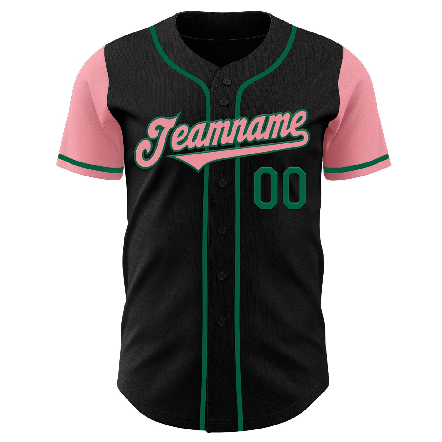 Custom Black Medium Pink-Kelly Green Authentic Two Tone Baseball Jersey - Sky-Custom