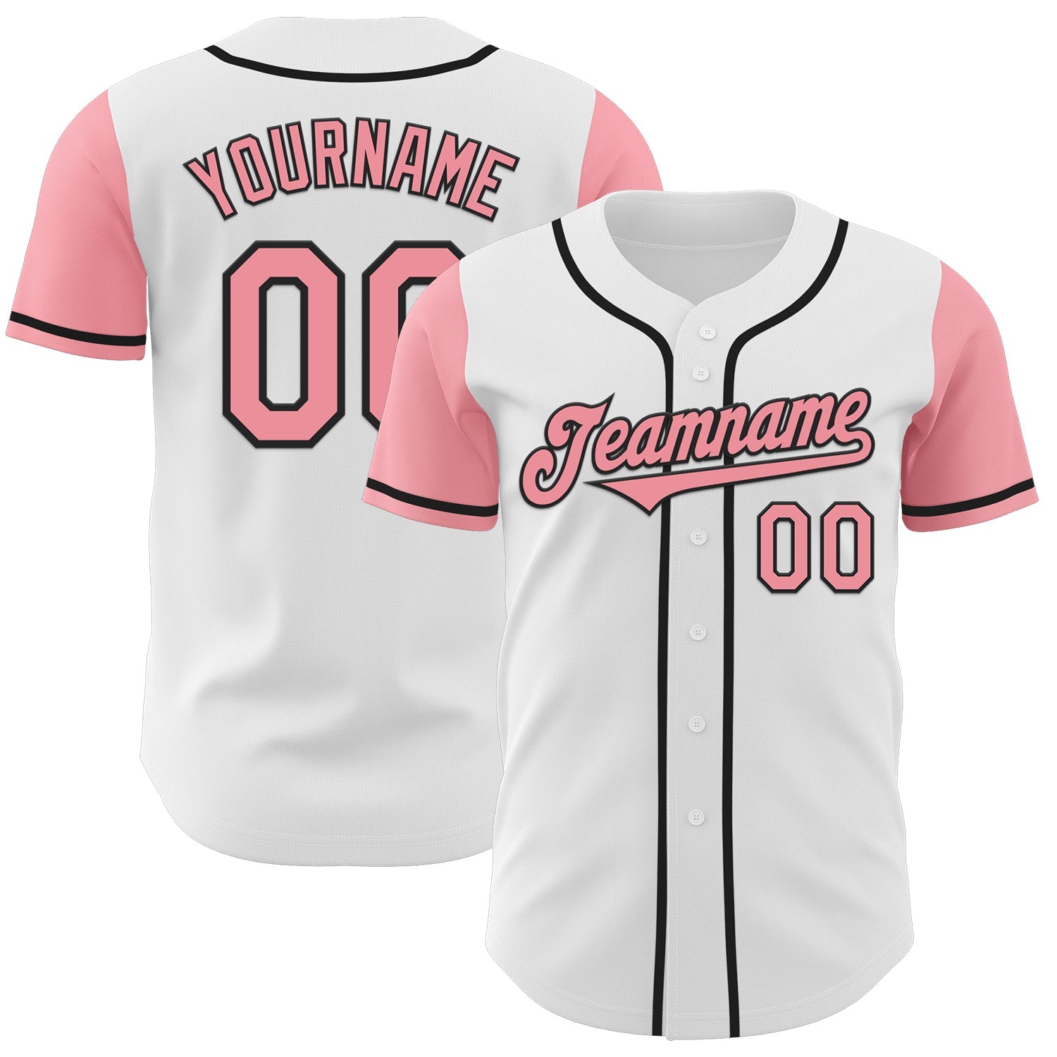 Custom White Medium Pink-Black Authentic Two Tone Baseball Jersey - Sky-Custom