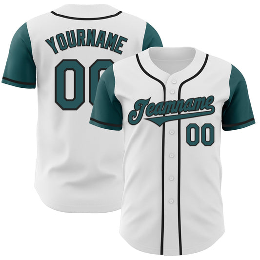 Custom White Midnight Green-Black Authentic Two Tone Baseball Jersey - Sky-Custom