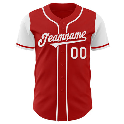 Custom Red White Authentic Two Tone Baseball Jersey - Sky-Custom