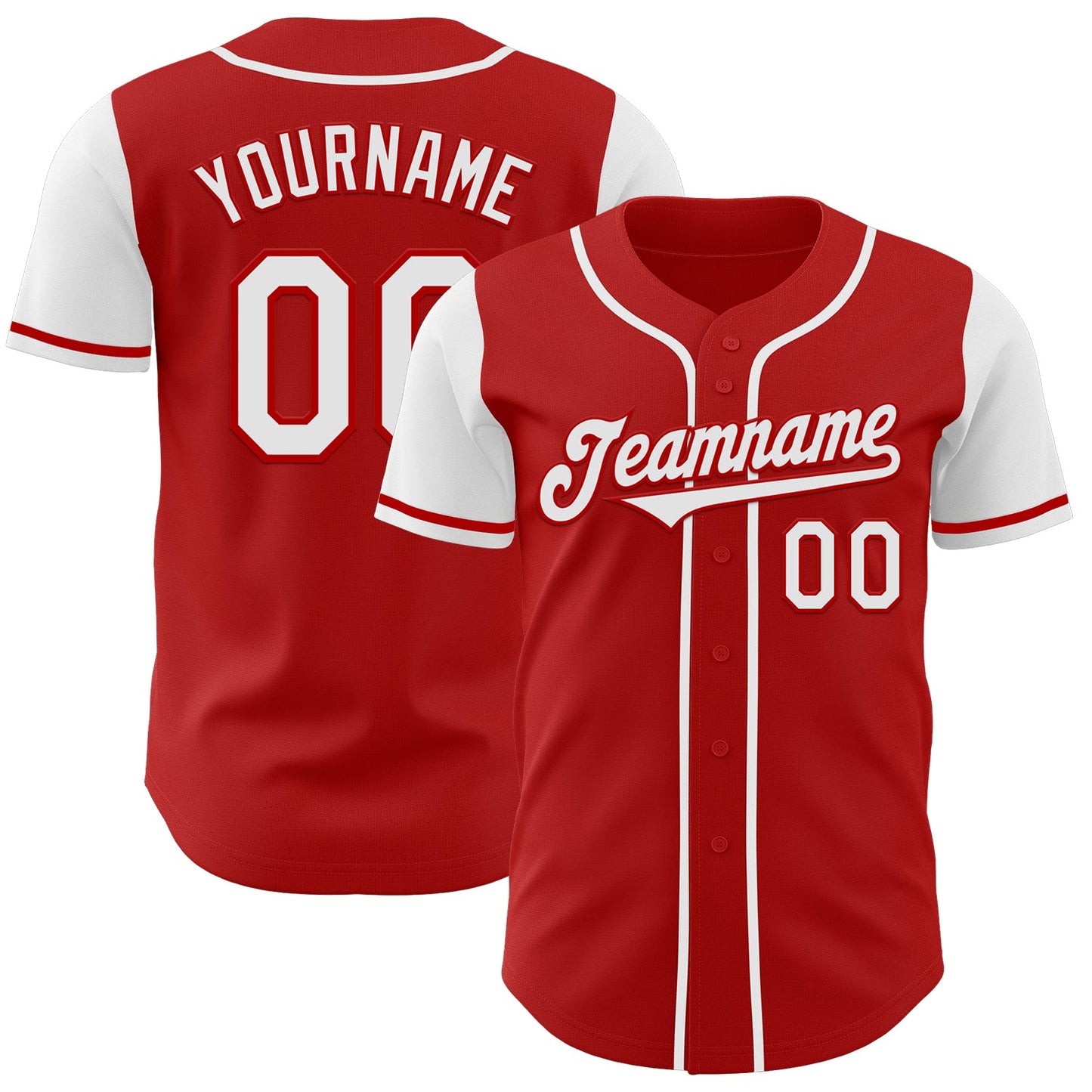 Custom Red White Authentic Two Tone Baseball Jersey - Sky-Custom
