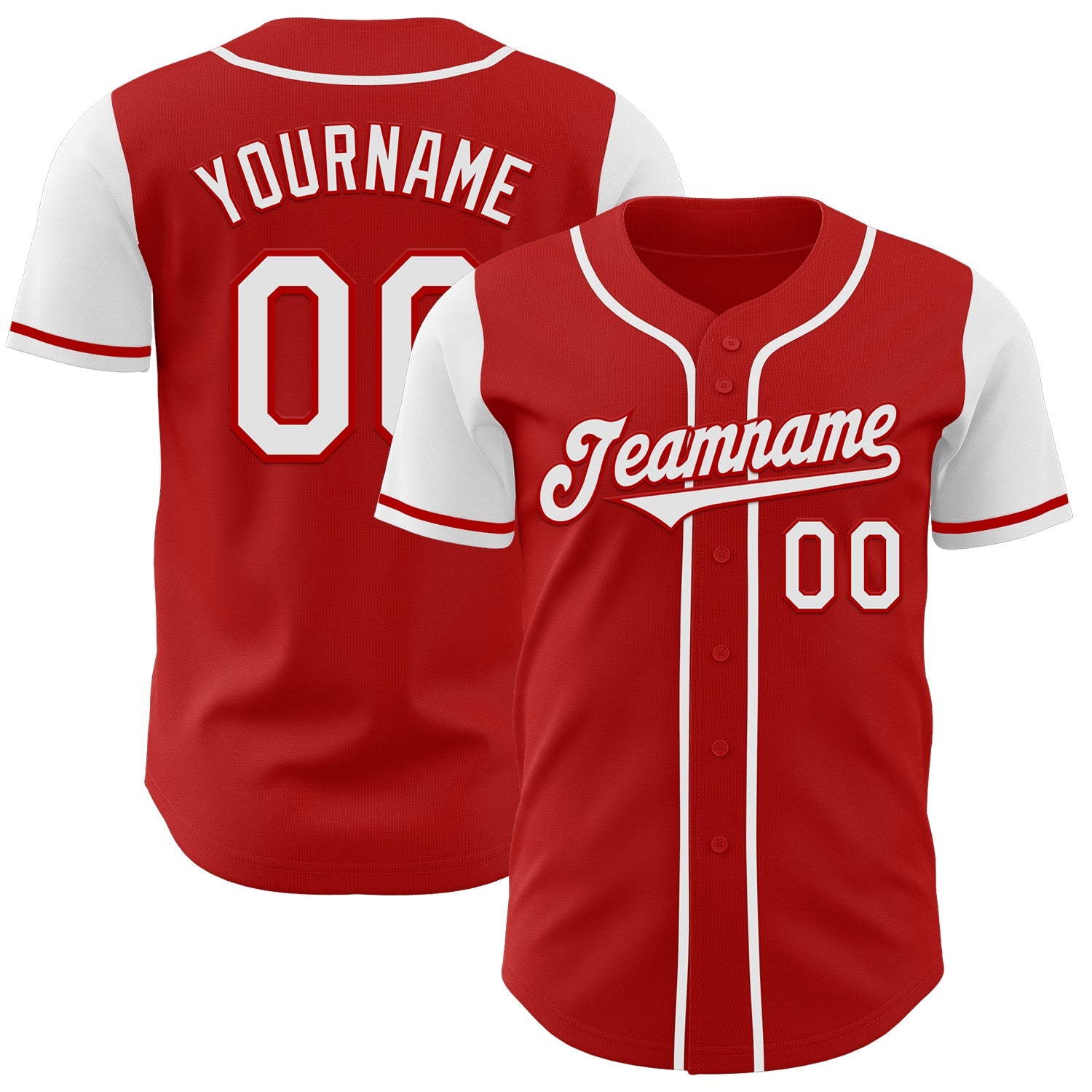 Custom Red White Authentic Two Tone Baseball Jersey - Sky-Custom