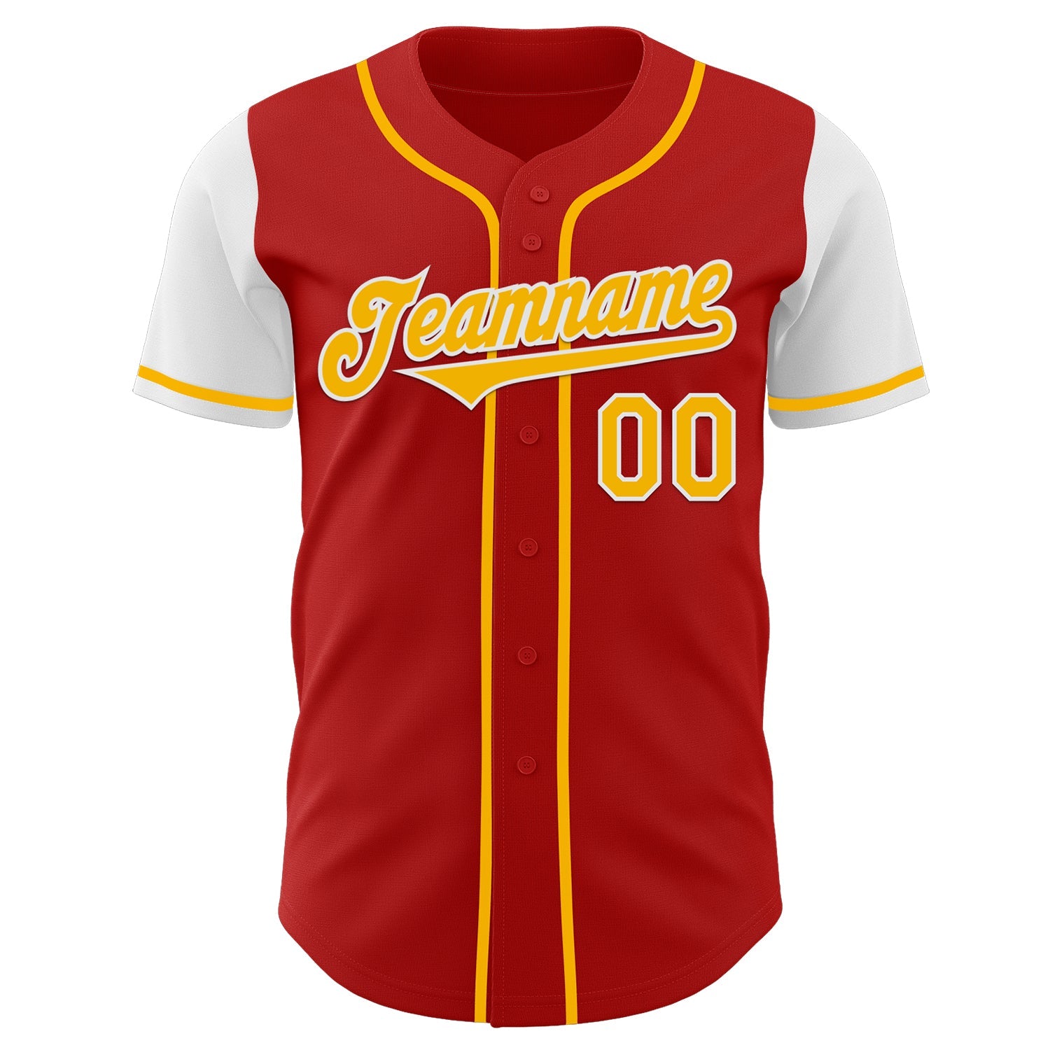 Custom Red Gold-White Authentic Two Tone Baseball Jersey - Sky-Custom