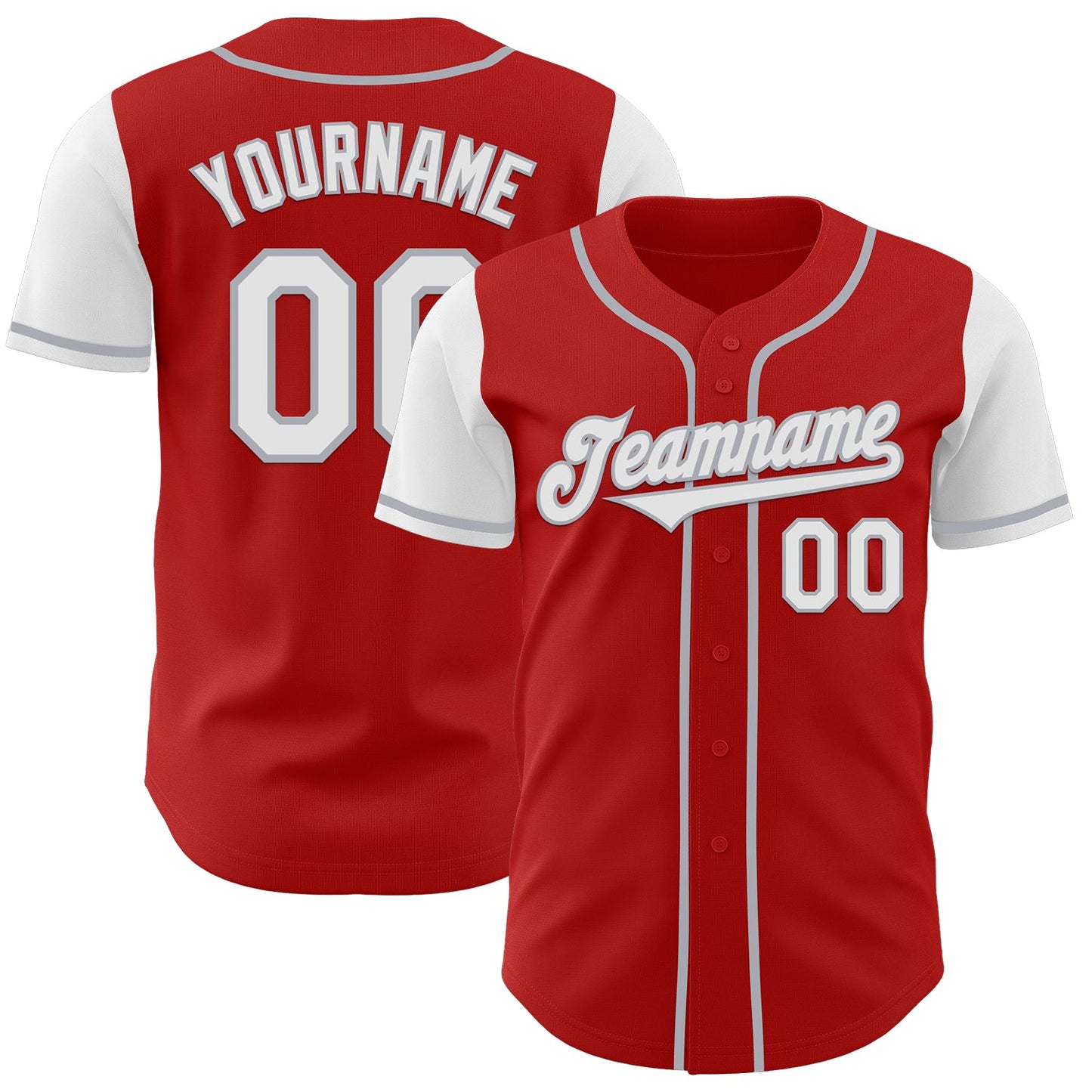 Custom Red White-Gray Authentic Two Tone Baseball Jersey - Sky-Custom