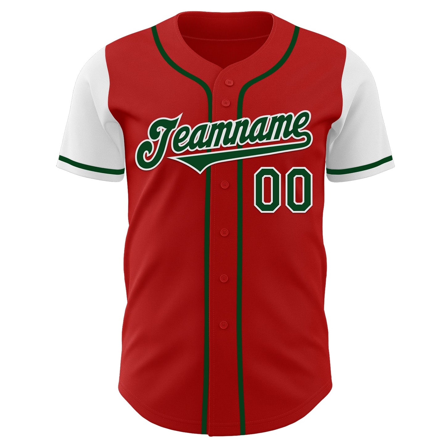 Custom Red Green-White Authentic Two Tone Baseball Jersey - Sky-Custom