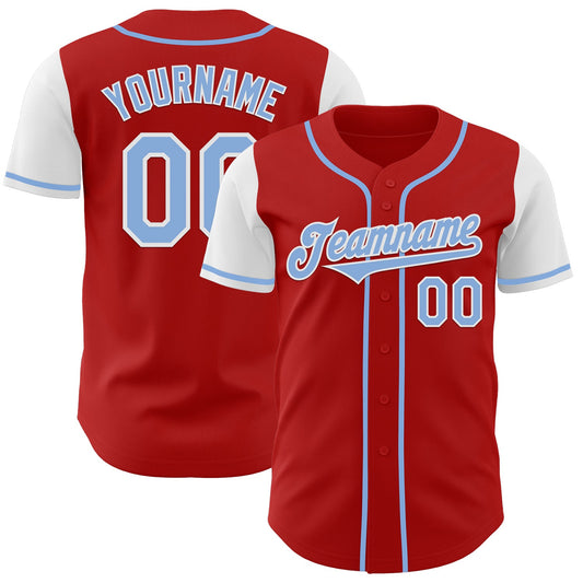 Custom Red Light Blue-White Authentic Two Tone Baseball Jersey - Sky-Custom