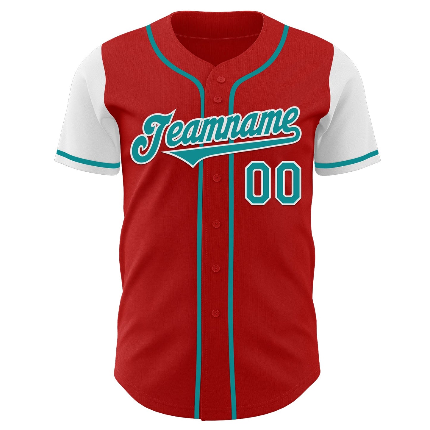 Custom Red Teal-White Authentic Two Tone Baseball Jersey - Sky-Custom