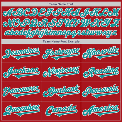 Custom Red Teal-White Authentic Two Tone Baseball Jersey - Sky-Custom