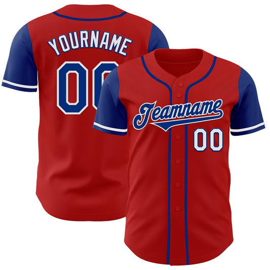 Custom Red Royal-White Authentic Two Tone Baseball Jersey - Sky-Custom