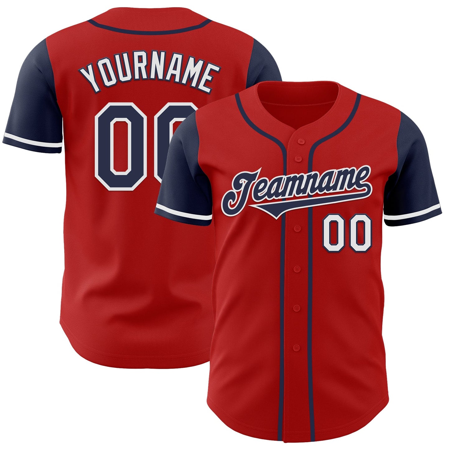 Custom Red Navy-White Authentic Two Tone Baseball Jersey - Sky-Custom