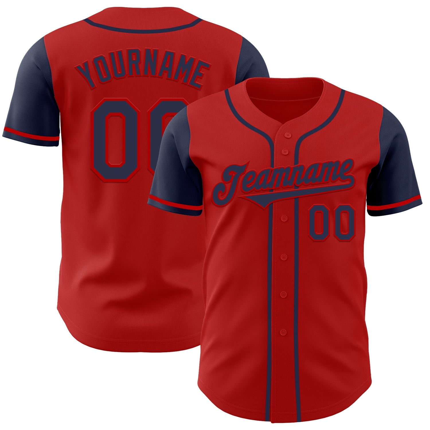 Custom Red Navy Authentic Two Tone Baseball Jersey - Sky-Custom