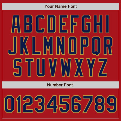 Custom Red Navy-Old Gold Authentic Two Tone Baseball Jersey - Sky-Custom