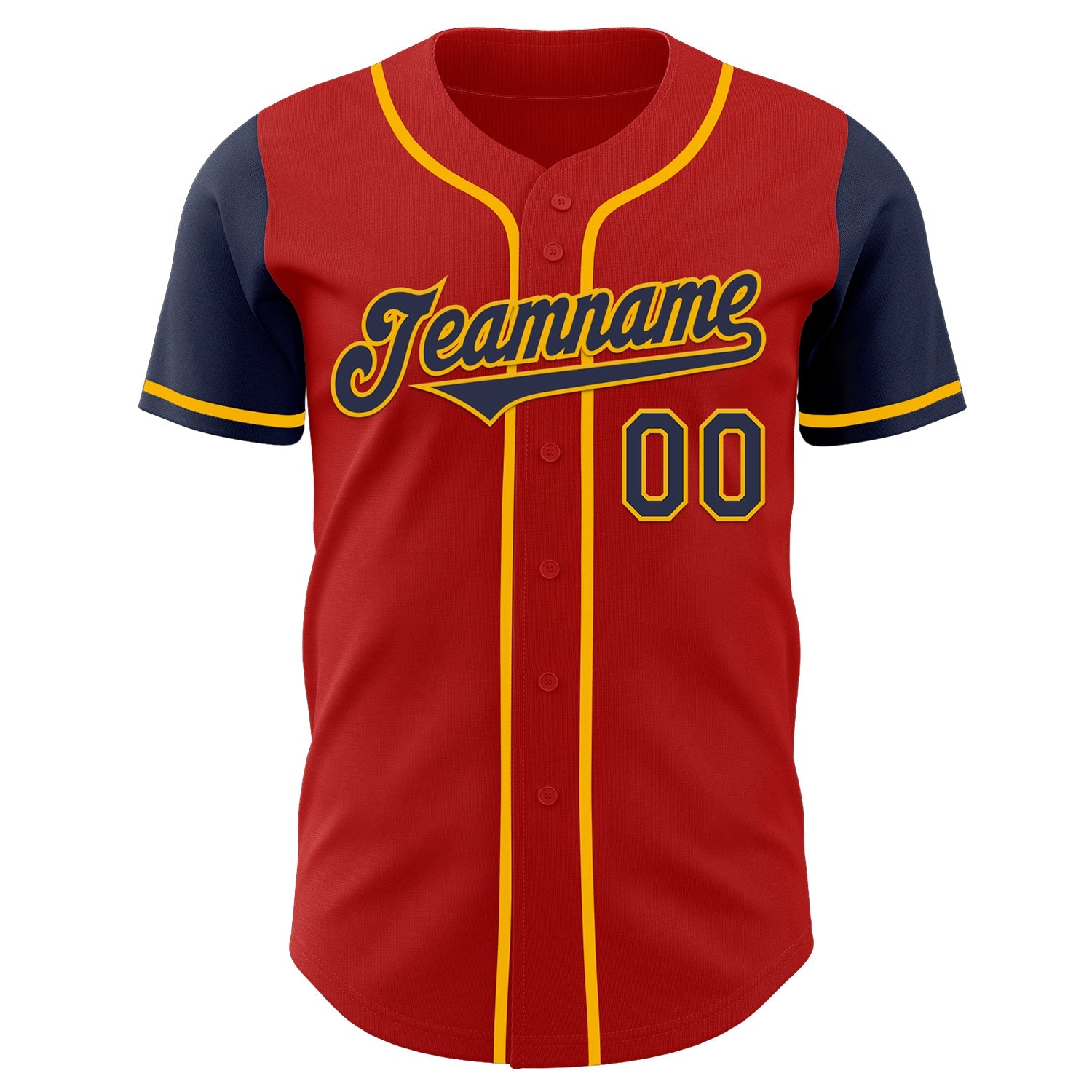 Custom Red Navy-Gold Authentic Two Tone Baseball Jersey - Sky-Custom