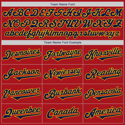 Custom Red Navy-Gold Authentic Two Tone Baseball Jersey - Sky-Custom
