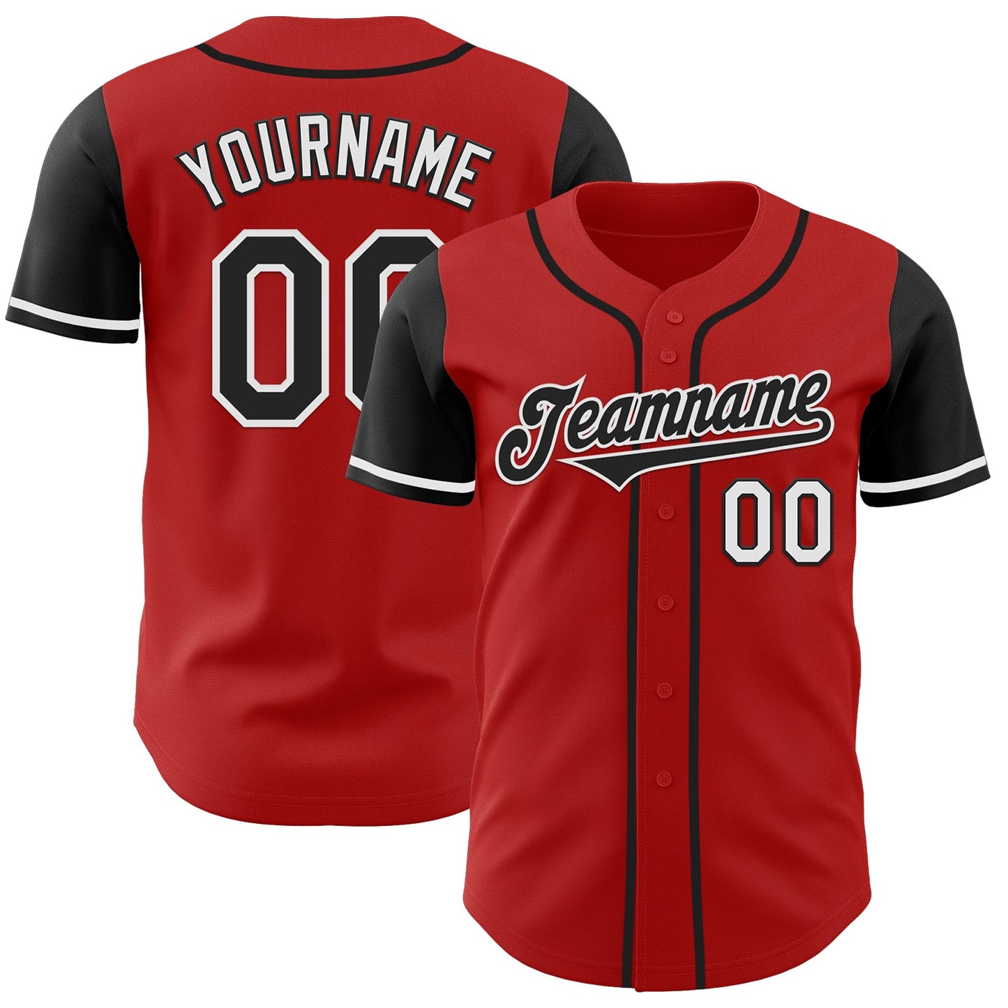 Custom Red Black-White Authentic Two Tone Baseball Jersey - Sky-Custom