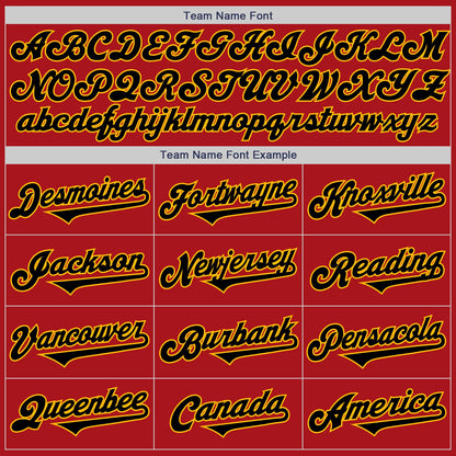 Custom Red Black-Gold Authentic Two Tone Baseball Jersey - Sky-Custom