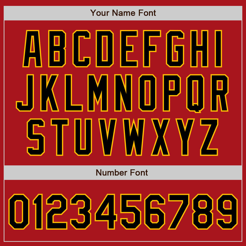 Custom Red Black-Gold Authentic Two Tone Baseball Jersey - Sky-Custom