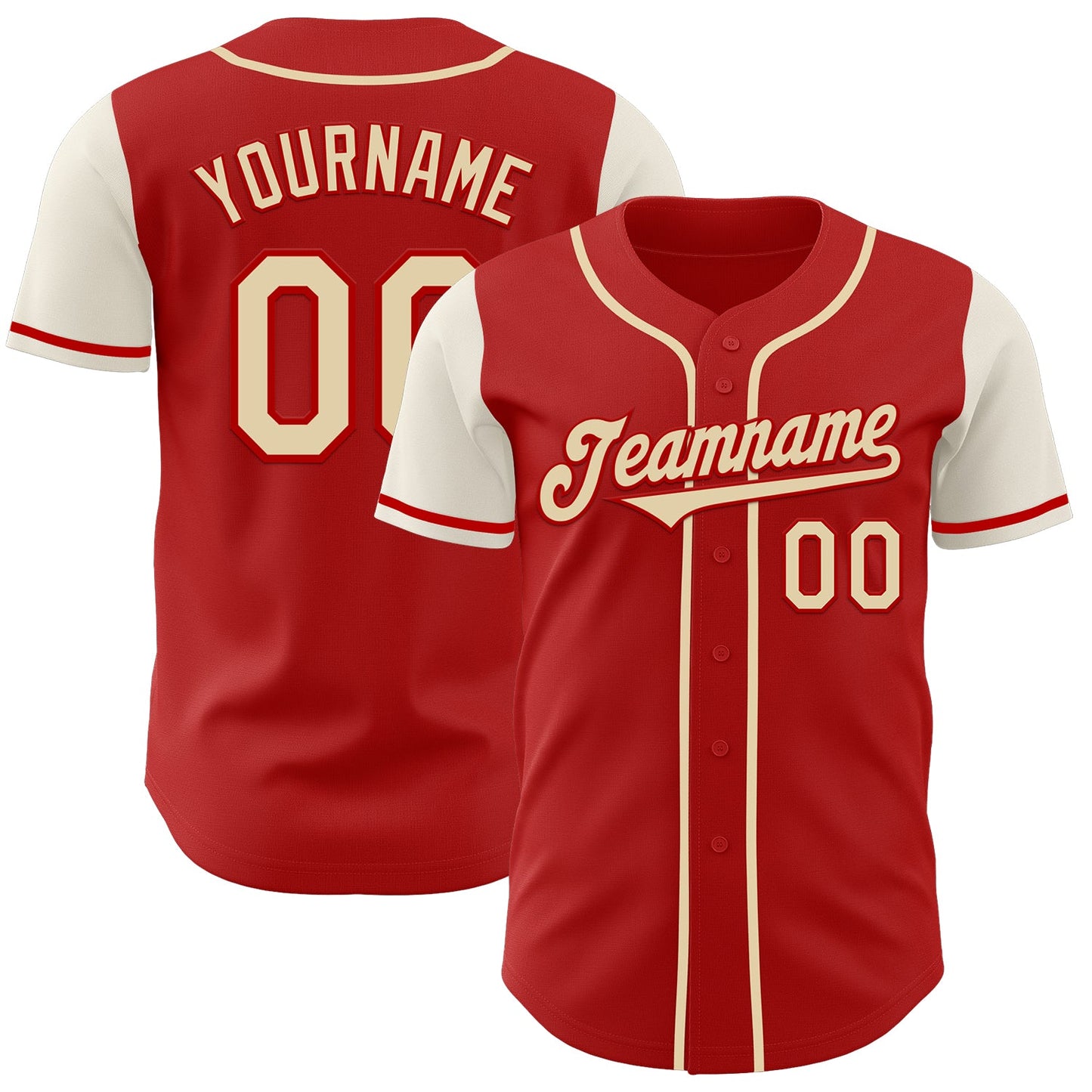 Custom Red Cream Authentic Two Tone Baseball Jersey - Sky-Custom