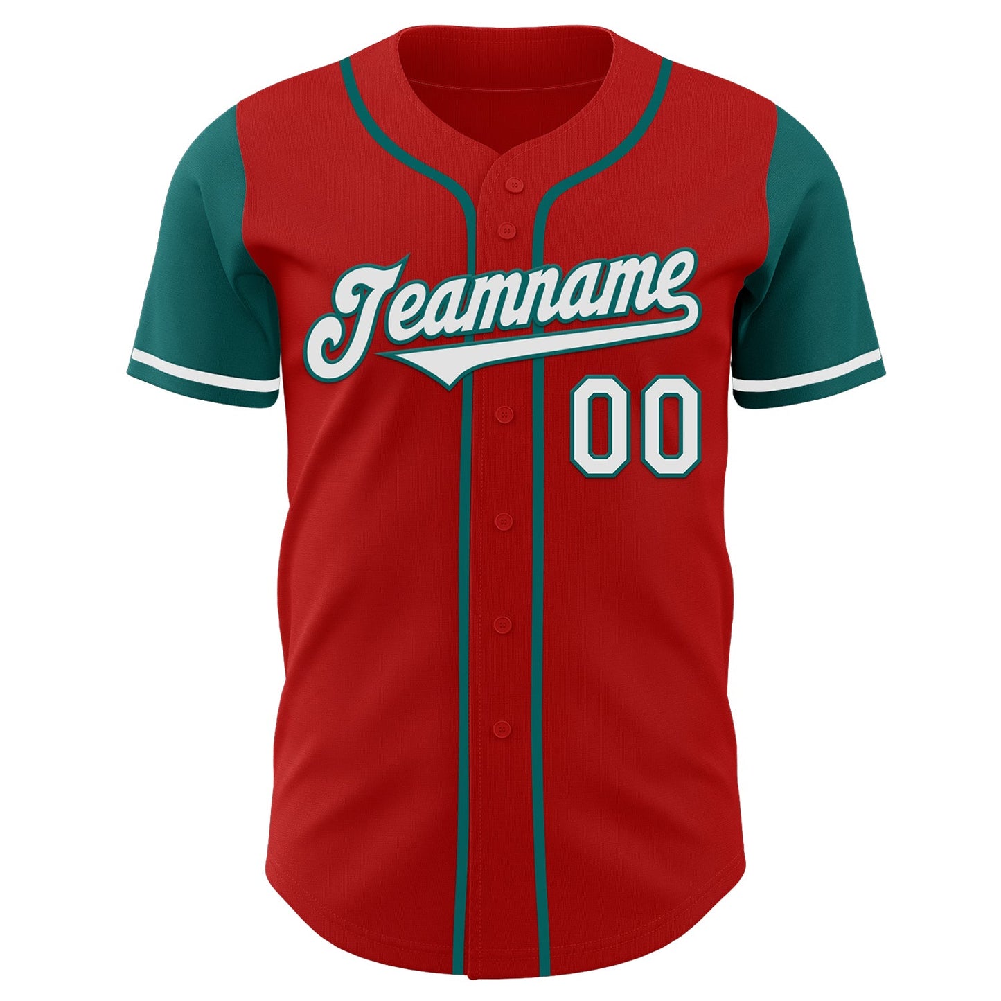 Custom Red White-Teal Authentic Two Tone Baseball Jersey - Sky-Custom